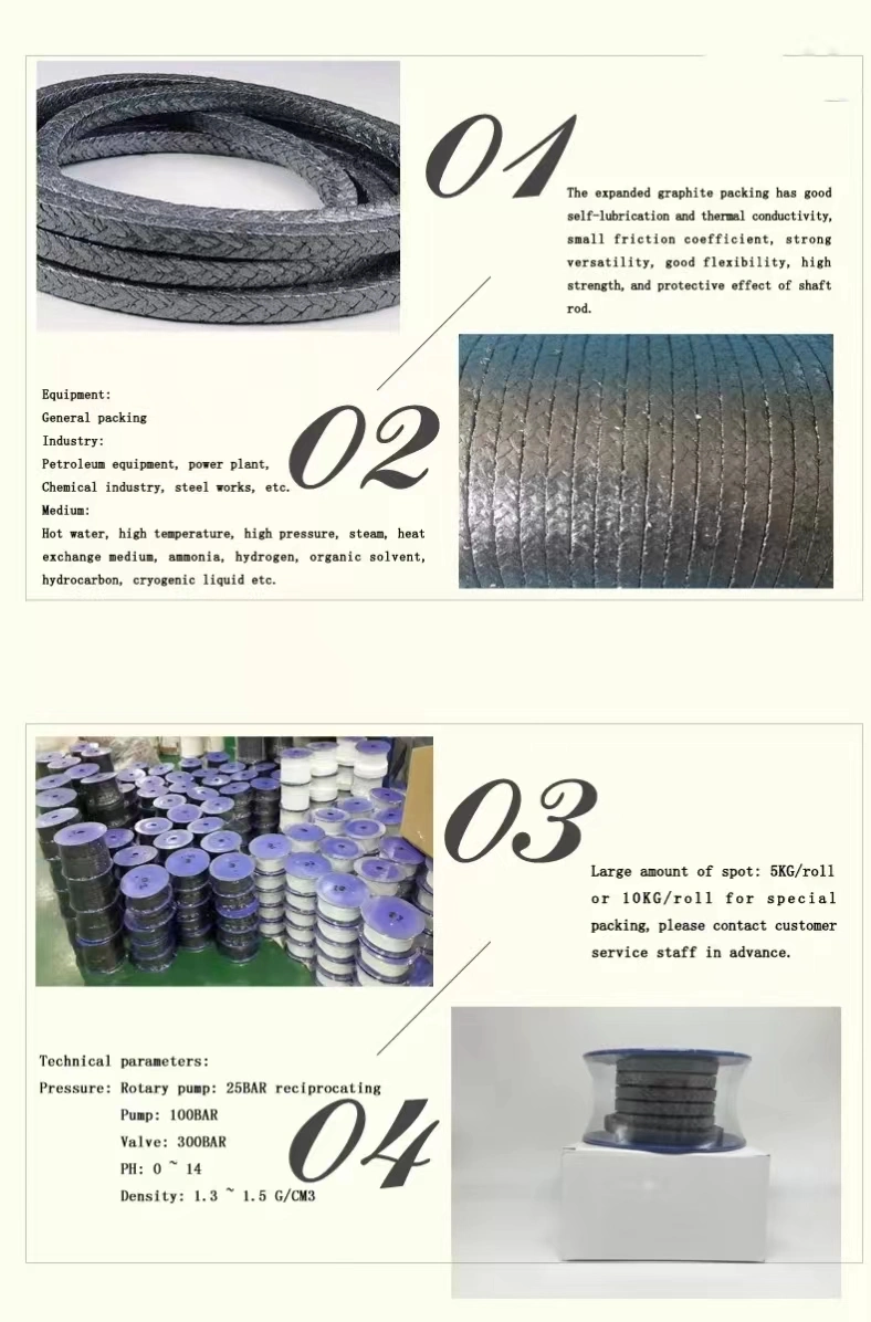 Acid and Alkali Resistant Graphite and Carbon Fiber Sealing Gland Packing