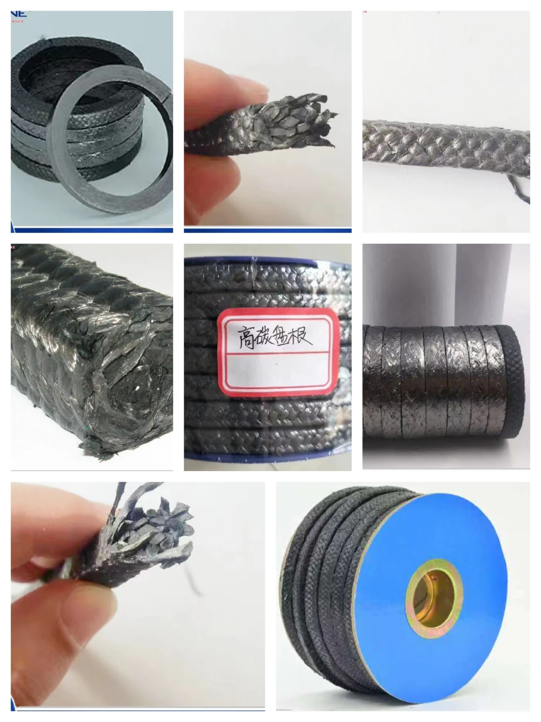 Black Mesh Graphite Carbon Fiber Braided Gland Packing Steam Valve Gland Packing Carbon Graphite Packing Price