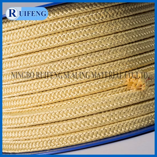 Gaxeta de gaxeta de fibra de aramida PTFE Kevlar usada na válvula